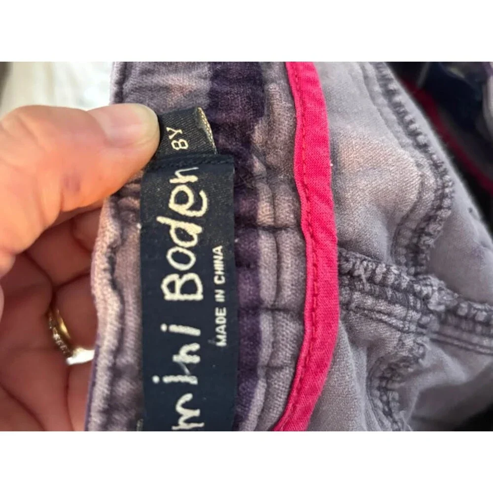 Mini Boden Girls size 8 Purple Black Velvet Zebra Print Pants Stretch